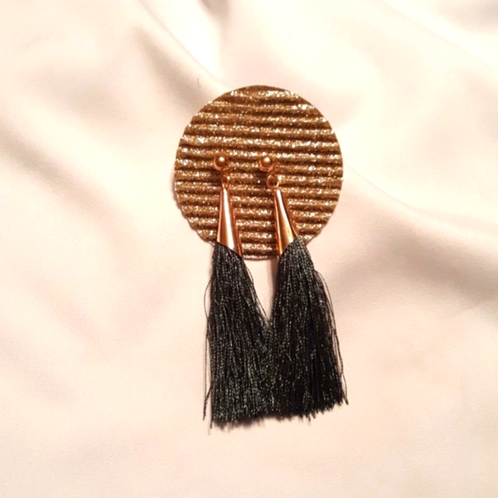 Hunter Green Silk Tassell earrings